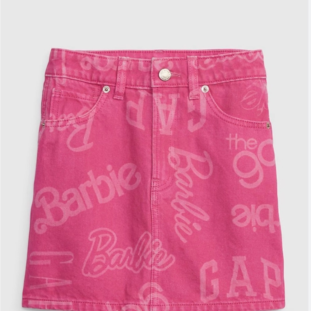 GAP Pink Barbie Logo Denim Mini Skirt